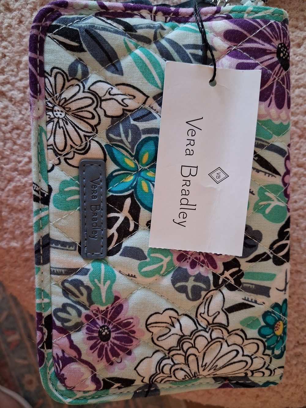 Vera Bradley Teal Purple Floral Quilted Organizer Wallet